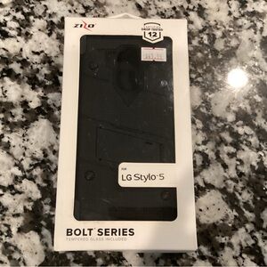 Bolt Series Case LG Slylo 5 - Black Tempered Glass Included